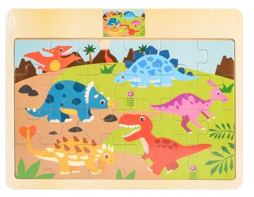 Puzzle drewno 24el Dino D-112 41127