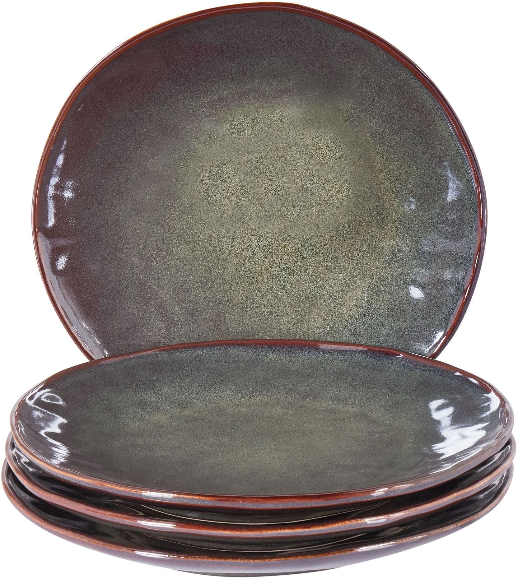 Zestaw 4 dużych talerzy THYME Kamionka Ciemnozielony