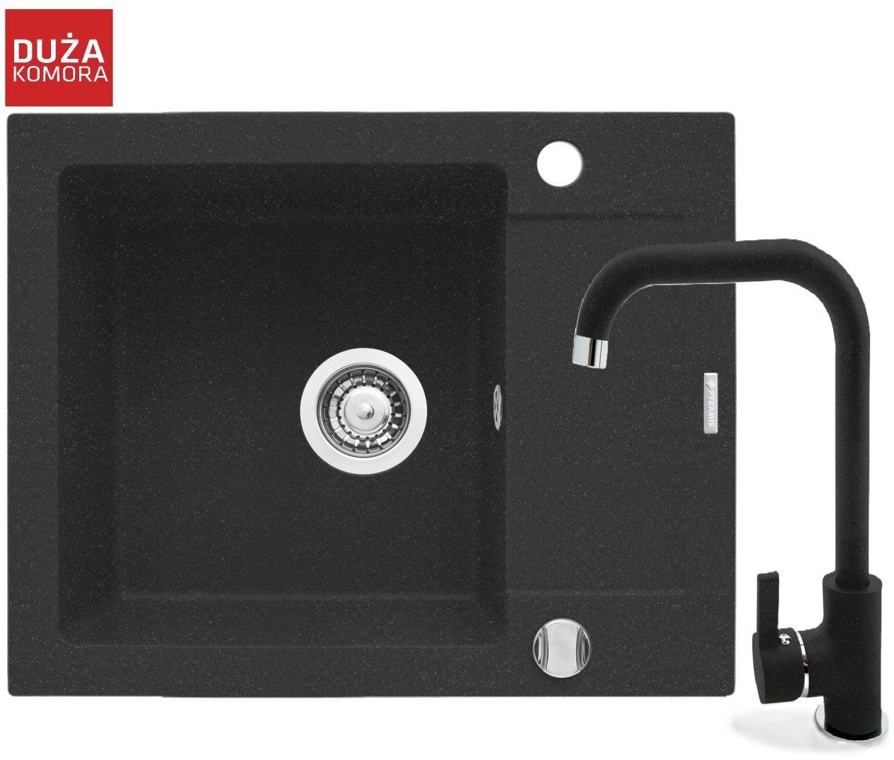 Pyramis Zlew. MIDO (62x50) 1B 1D czarny + bateria Silvio