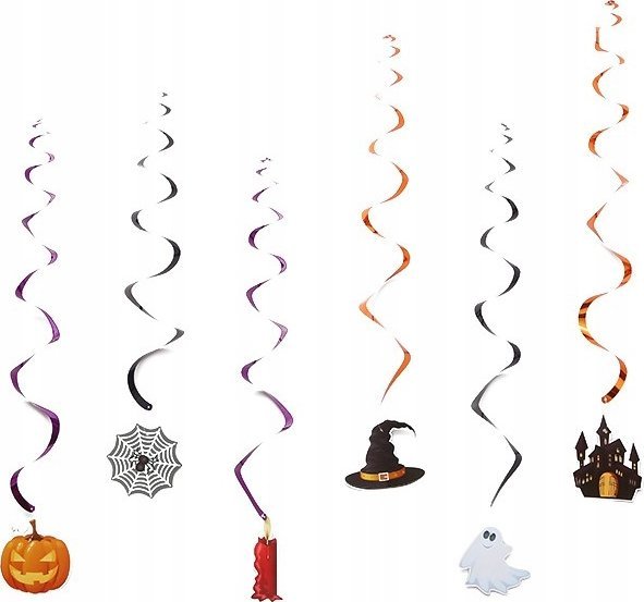 Korbi DEKORACJA WISZĄCA SUFITOWA NA HALLOWEEN GIRLANDA OZDOBA ŚWIDERKI 6szt WZ2