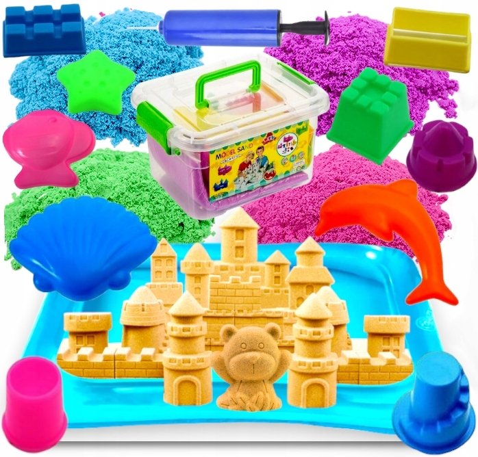 Jcpal PIASEK KINETYCZNY kinetic sand PIASKOWNICA 3KG basen foremki 21el.