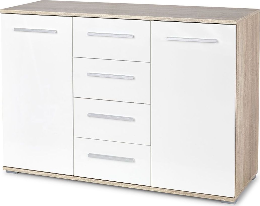 Elior Komoda Lines C3 - biała + dąb sonoma