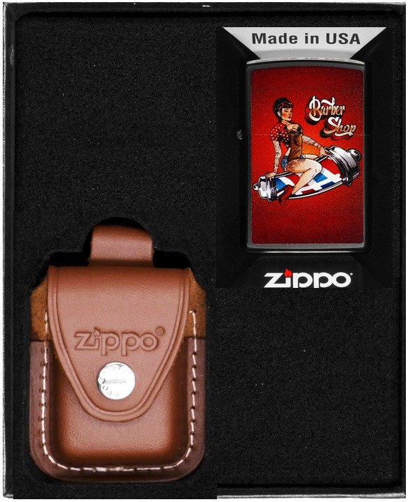 Zestaw ZIPPO Zapalniczka BARBER SHOP PIN-UP DESIGN Prezentowy No2
