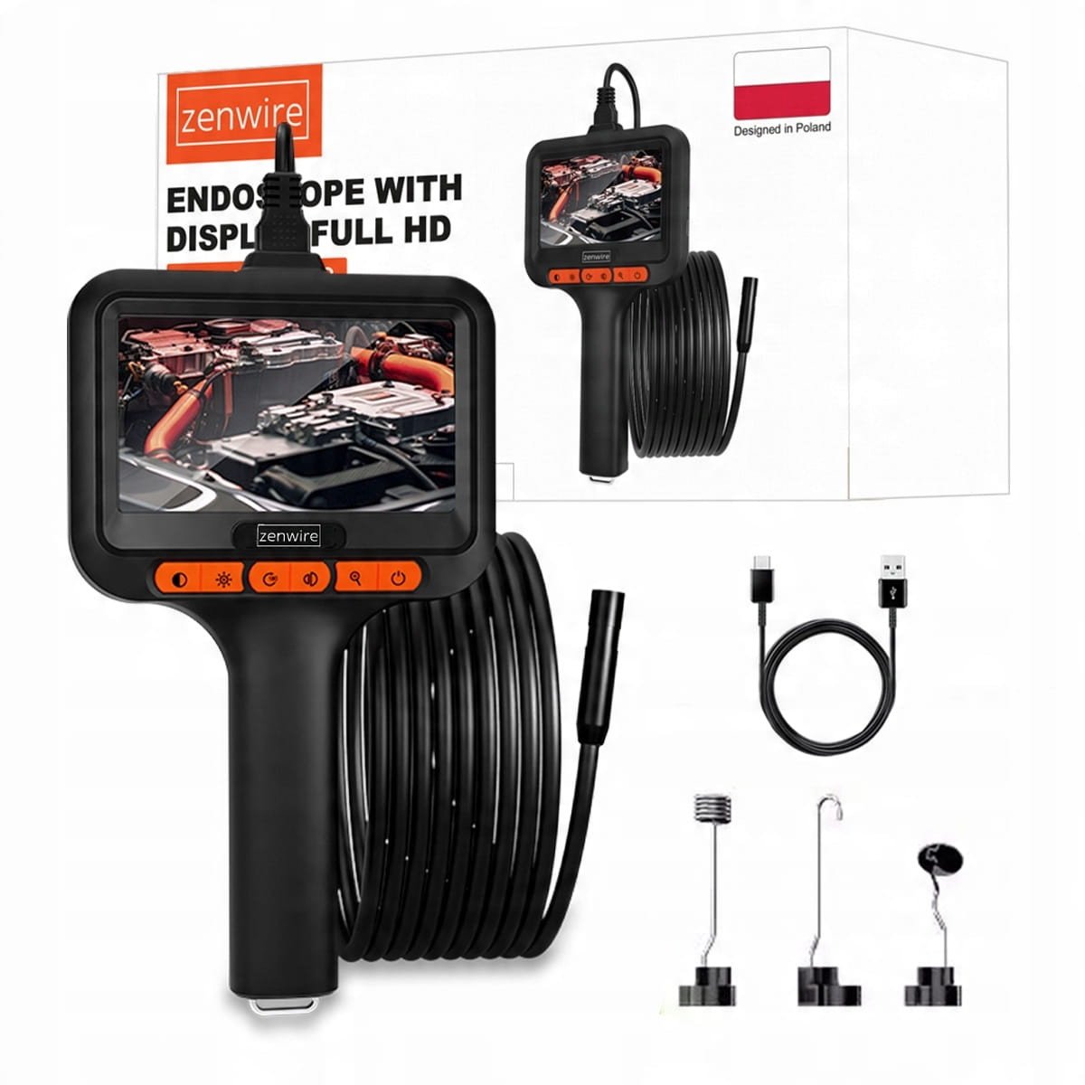 Endoskop Kamera Inspekcyjna Warsztatowa z Wyświetlaczem IPS do Rur USB-C 5m T42 Zenwire