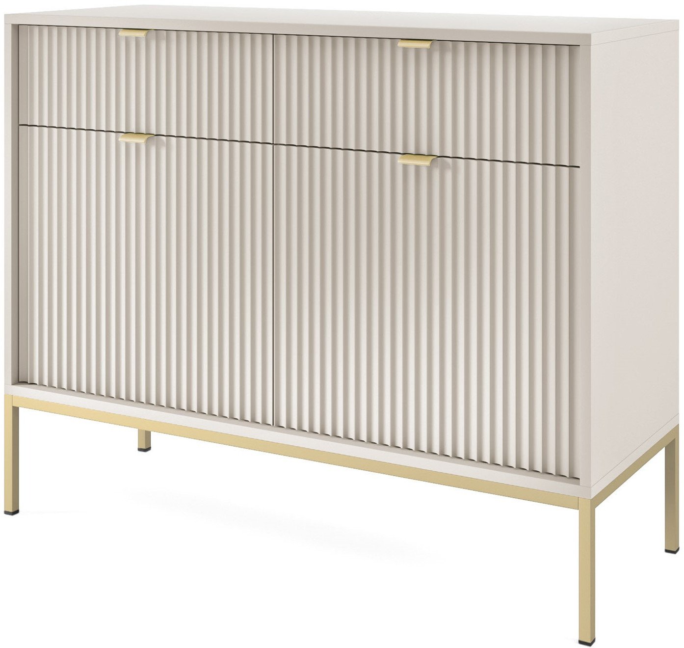 Dwudrzwiowa komoda Kioto KSZ104 w kolorze cashmere ze złotymi nóżkami
