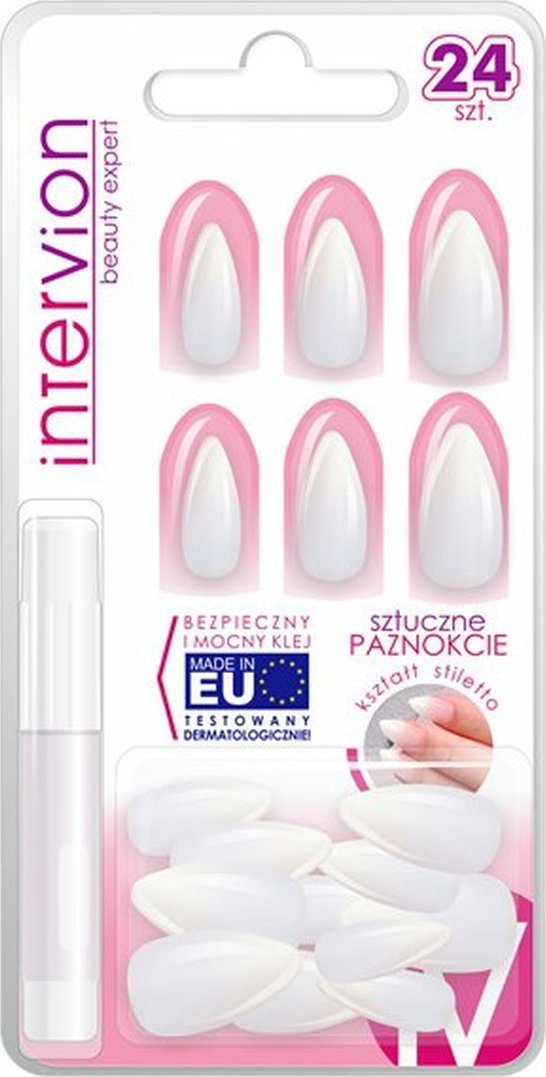 Inter-vion Sztuczne paznokcie Stiletto mleczne 498833