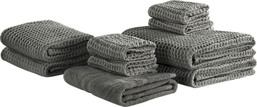 Beliani Komplet 9 ręczników bawełniany szary ATAI