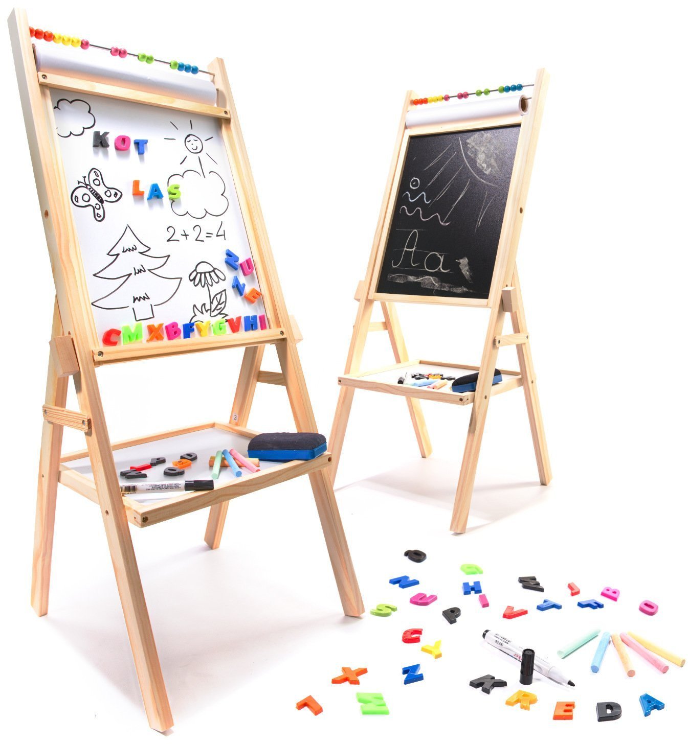 RoGer Double-sided magnetic wooden board + educational accessories