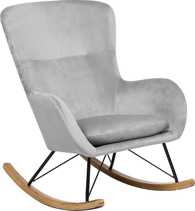 Beliani Fotel bujany welurowy jasnoszary ELLAN