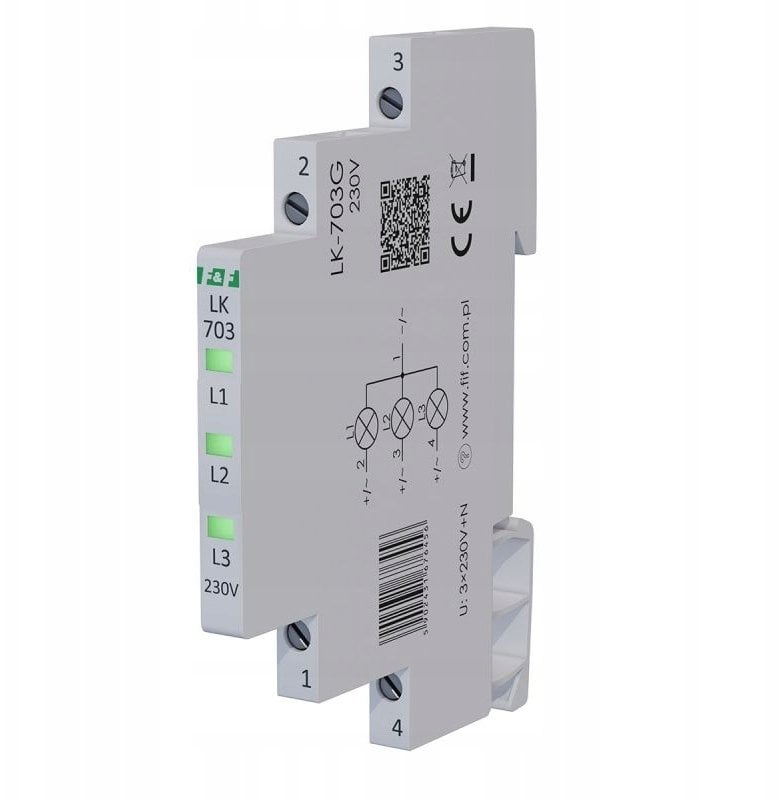 Lampka modułowa 3-fazowa zielona LED Slim 1/2 modułu 230V LK-703G