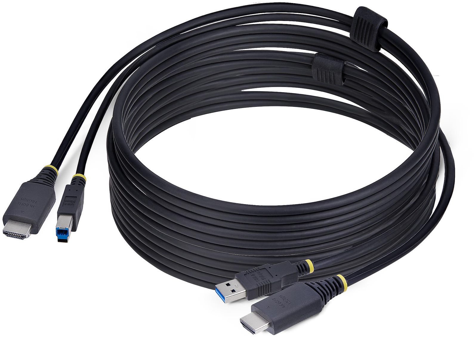 StarTech.com 10ft (3m) HDMI and USB 5Gbps KVM Cable, 4K 60Hz, HDMI 2.0 and USB Combo Cable for KVM Switches, 3.1 m, USB, USB, HDMI, Black, HDMI + USB