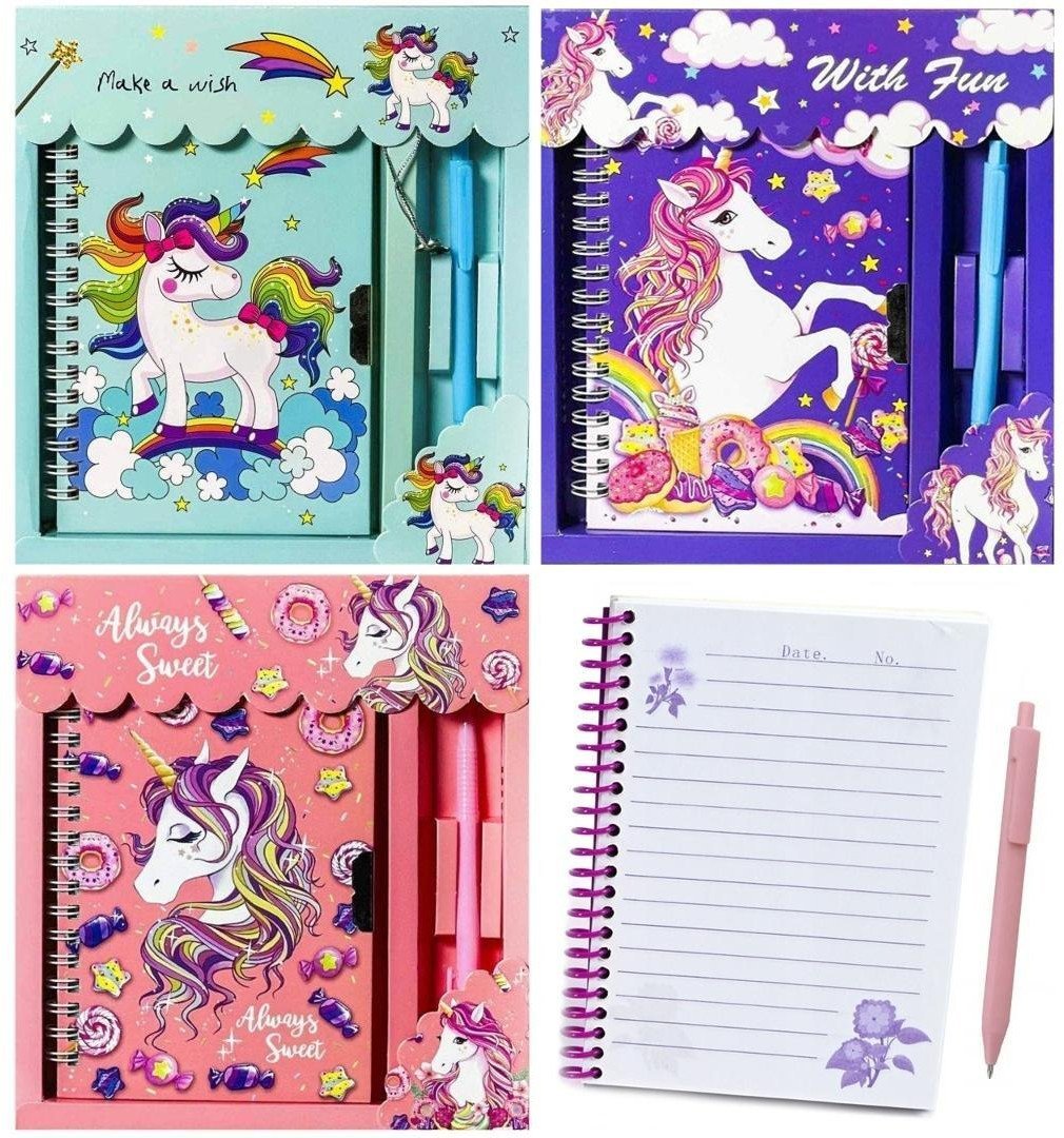 Notatnik pamiętnik jednorożec długopis MIX