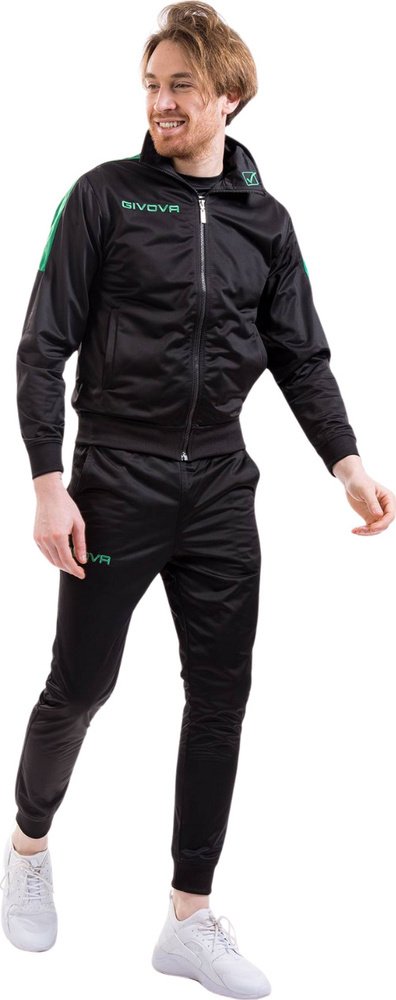 Givova Dres treningowy piłkarski komplet bluza spodnie Tuta Revolution czarno-zielony TR033 1013 2XS