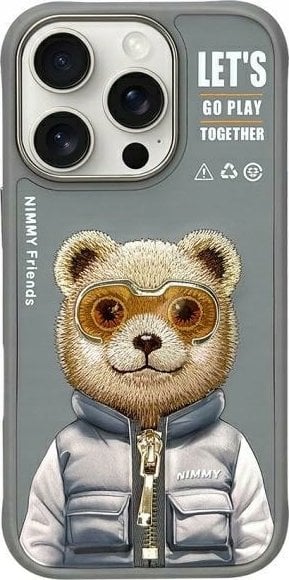 Nimmy iPhone 16 Pro 6.3" case gray/grey Cool&Cute 2.0 Bear