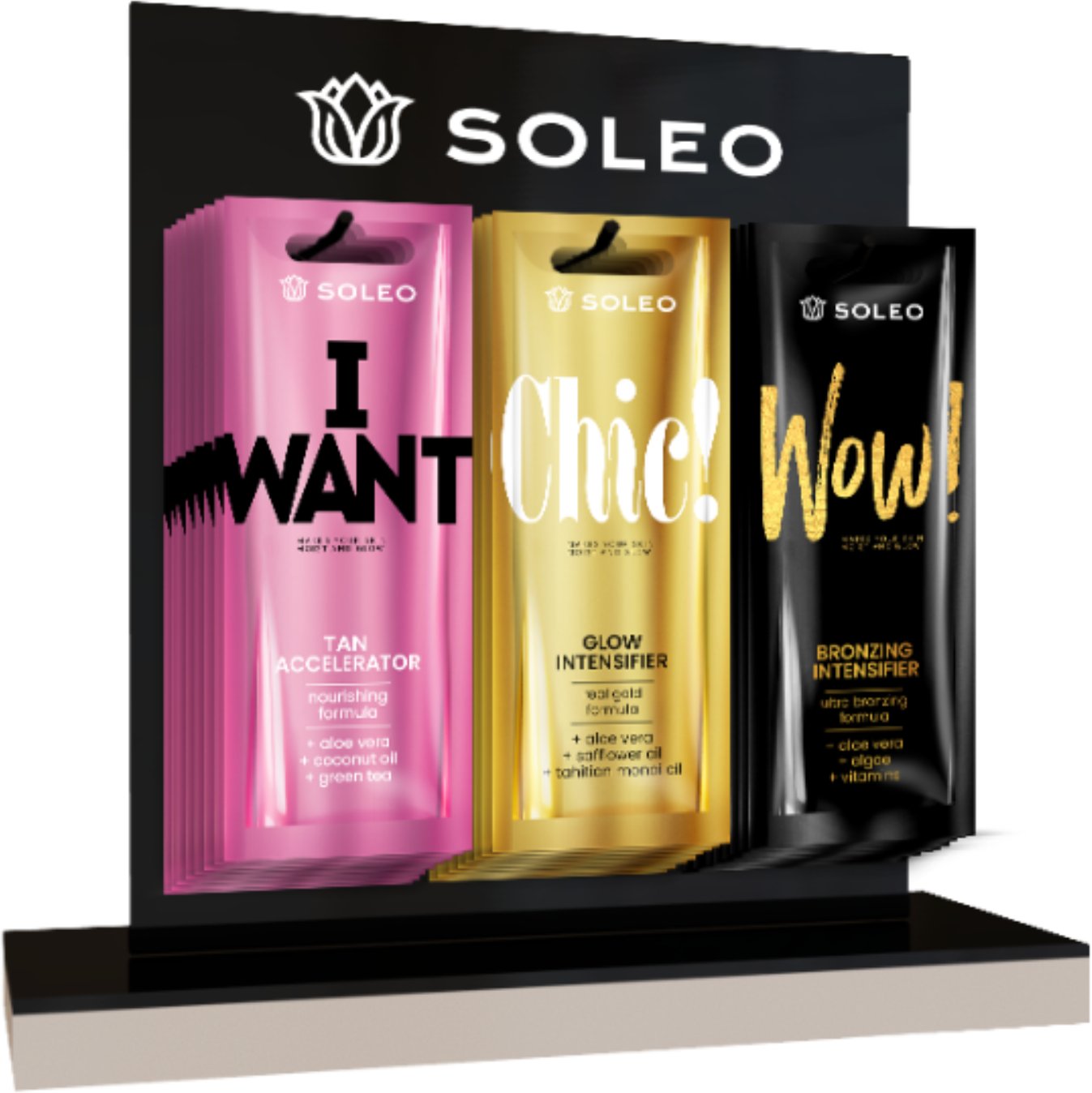 Soleo Ekspozytor Black&Gold Z Miejscem Na 3 Saszetki