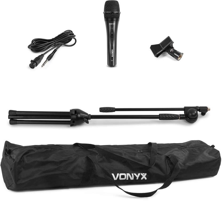 Mikrofon ze statywem, kablem i torbą one size