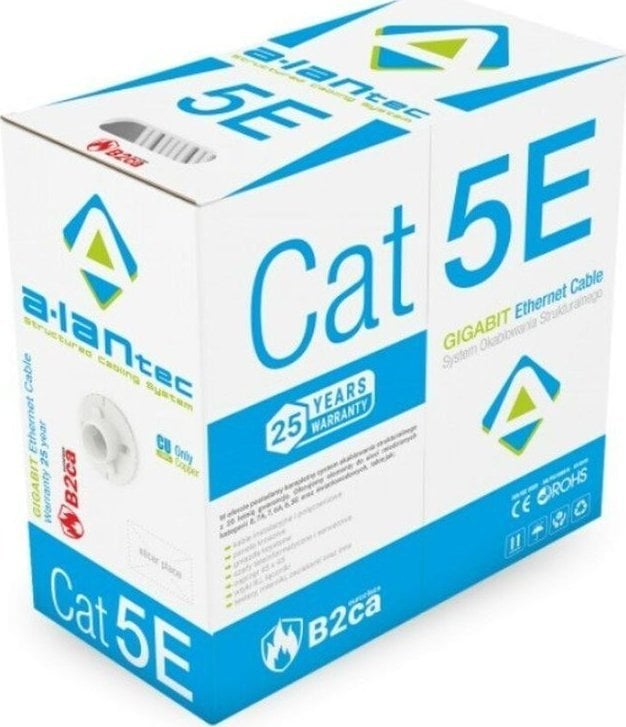 Alantec Kable U/UTP kat.5e LSOH 4PR B2ca FireHardy 305m 25 lat gwarancji, badanie jakości (KIU5LSOH305B)