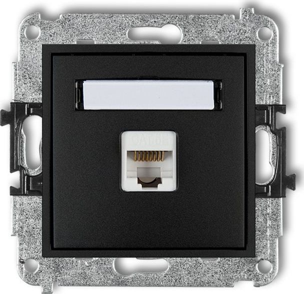 Karlik MINI Gniazdo komputerowe pojedyncze 1xRJ45 kat. 5e 8-stykowy czarny mat 12MGK-1
