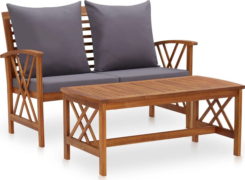 vidaXL 2-cz. zestaw wypoczynkowy do ogrodu, poduszki, drewno akacjowe