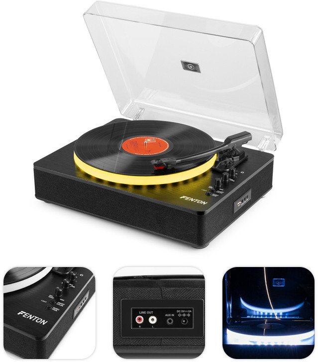 Gramofon RP162LED Fenton wejście/wyjście BT czarny one size