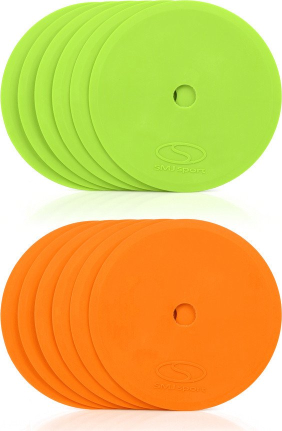 Płaskie znaczniki pola - okrągłe 15 cm - 6x zielony 6x pomarańczowy SMJ sport ZPO-OG