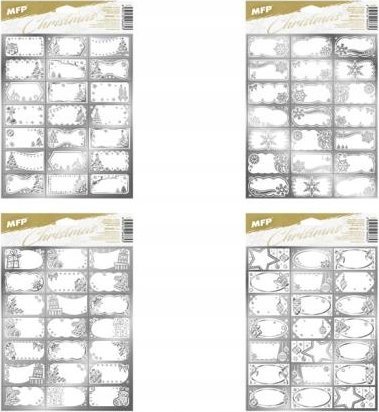MFP paper naklejki na prezenty BN srebrne 200x300mm/21 szt. 8885930