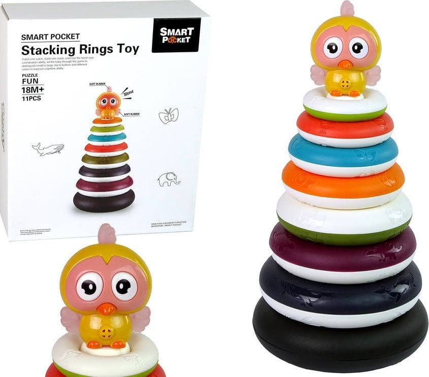 LeanToys Edukacyjna Piramidka z Obręczami Kółka Kaczuszka