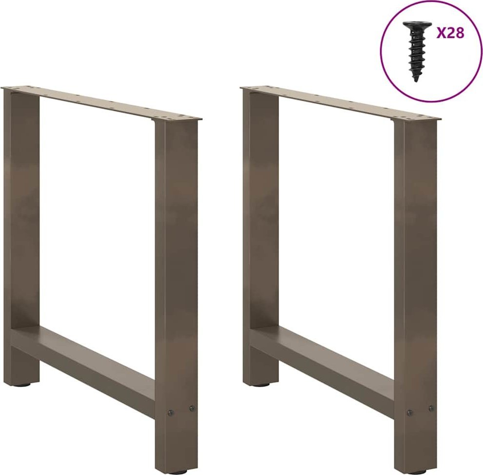 vidaXL Nogi do stolika kawowego, naturalna stal, 2 szt., 70x(72-73) cm