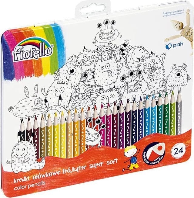 Fiorello Kredki trójkątne Fiorello Super Soft 12 kolorów + 2 gratis ostrza EXTRA 170-2625