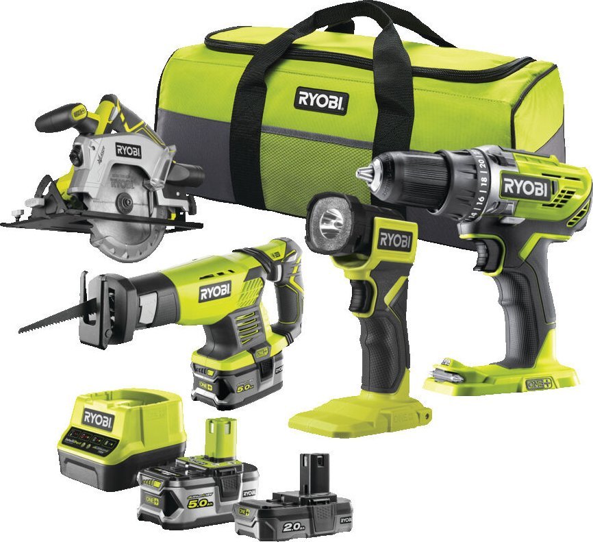 Zestaw elektronarzędzi Ryobi RCK184-252S RYOBI ZESTAW RCK184A-252S: WIERTARKO-WKRĘTARKA R18DD3 WYRZYNARKA R18JS PILARKA RWSL1801 RYOBI