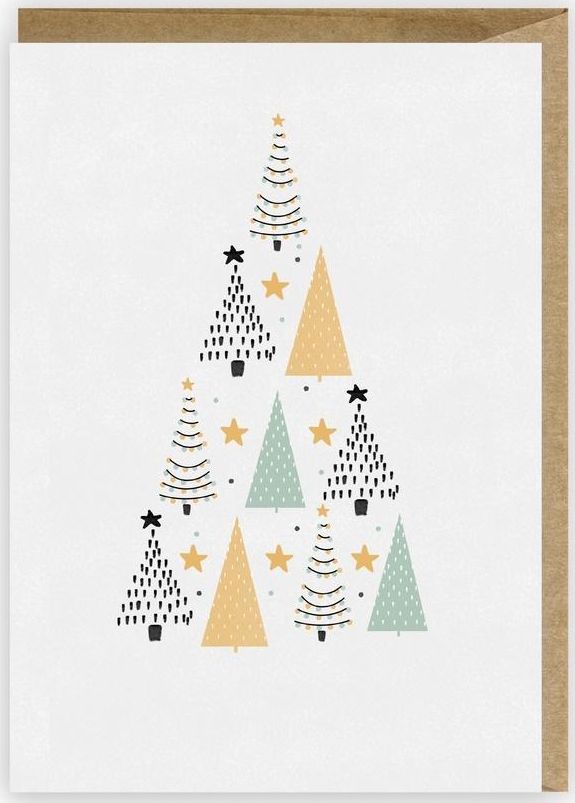 Cardie Kartka Boże Narodzenie Choinka miętowo-złota K080