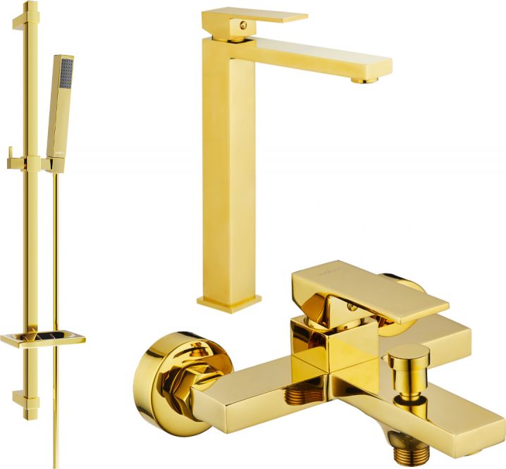 Mexen Mexen Uno DQ77 zestaw wannowy, złoty - 71413DQ77-50