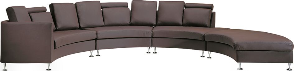 Beliani Sofa półokrągła 7-osobowa skórzana modułowa brązowa ROTUNDE