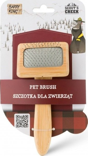 Barry King BARRY KING - Szczotka dla zwierząt pudlówka z bambusową rączką 6,8 x 15,5 cm