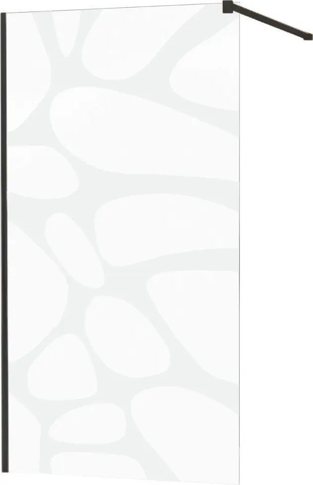 Mexen Mexen Kioto ścianka prysznicowa 140 x 200 cm, transparent/biały wzór 8 mm, czarny - 800-140-101-70-97