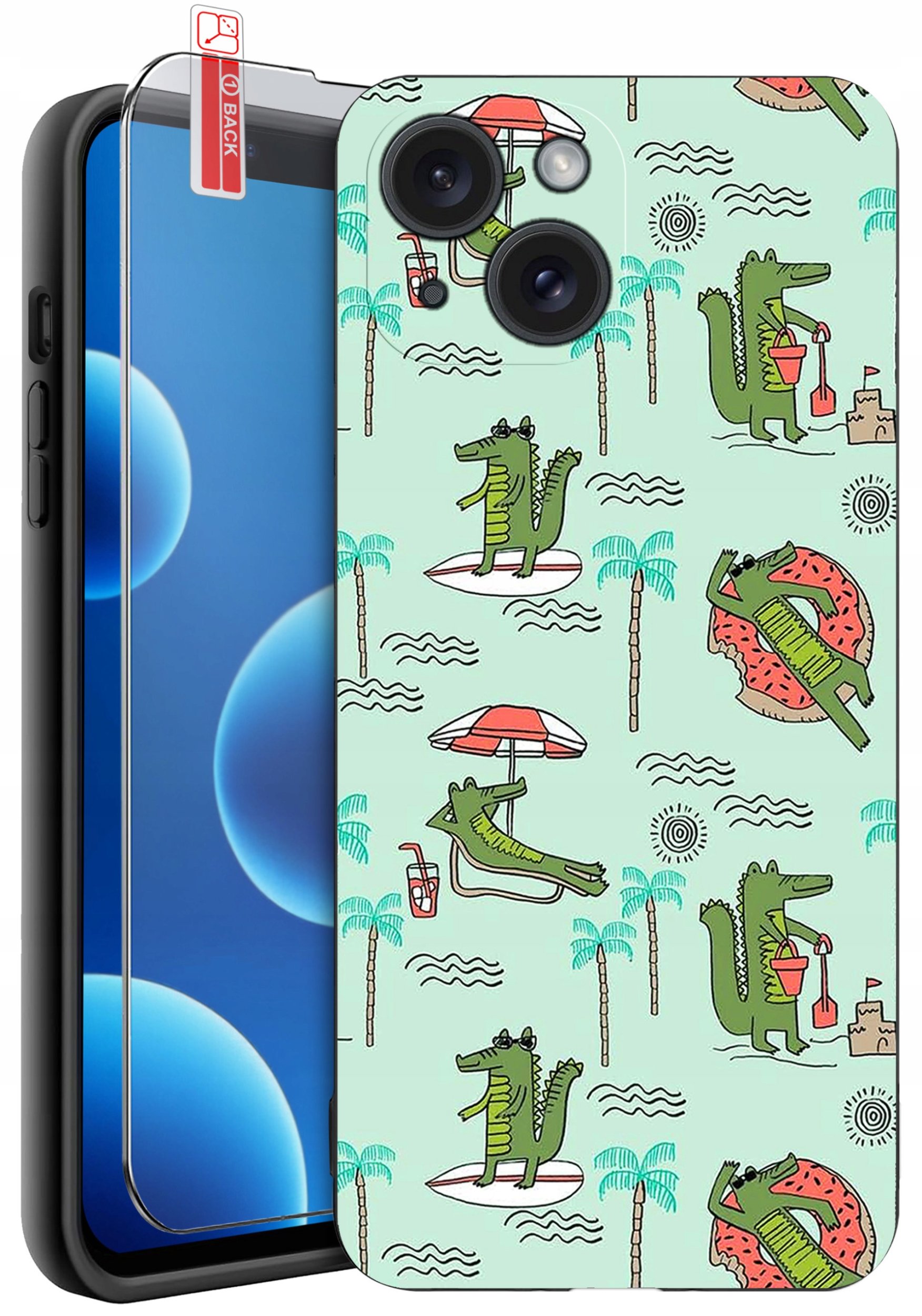 ETUI do iPhone 13 | 14 | WZORY | SILIKONOWE MATT CASE + SZKŁO 9H