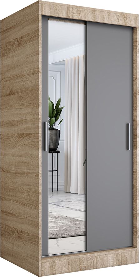 Elior Szafa przesuwna w kolorze dąb sonoma + antracyt - Lenora 2X