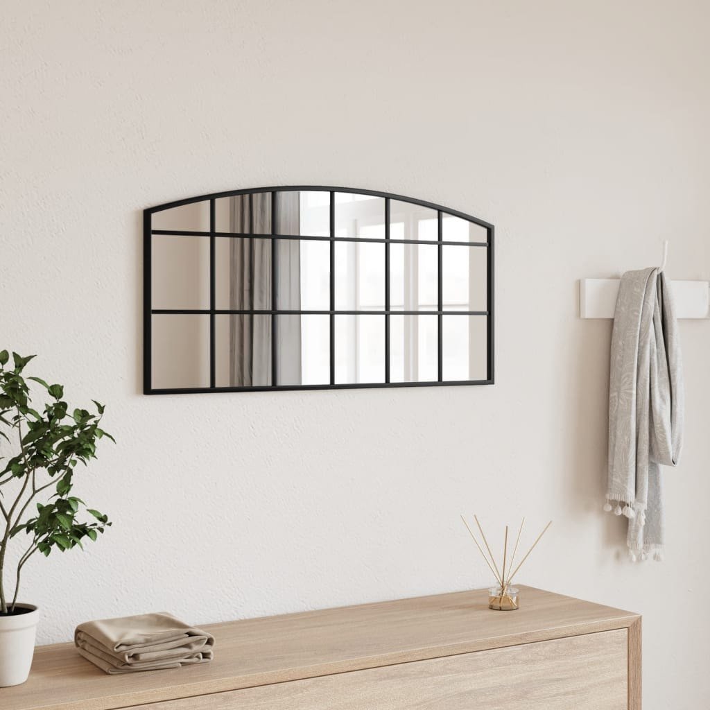 Wall Mirror Black Glass 31.5 x 15.7 in Minimalistic Wall Mirror