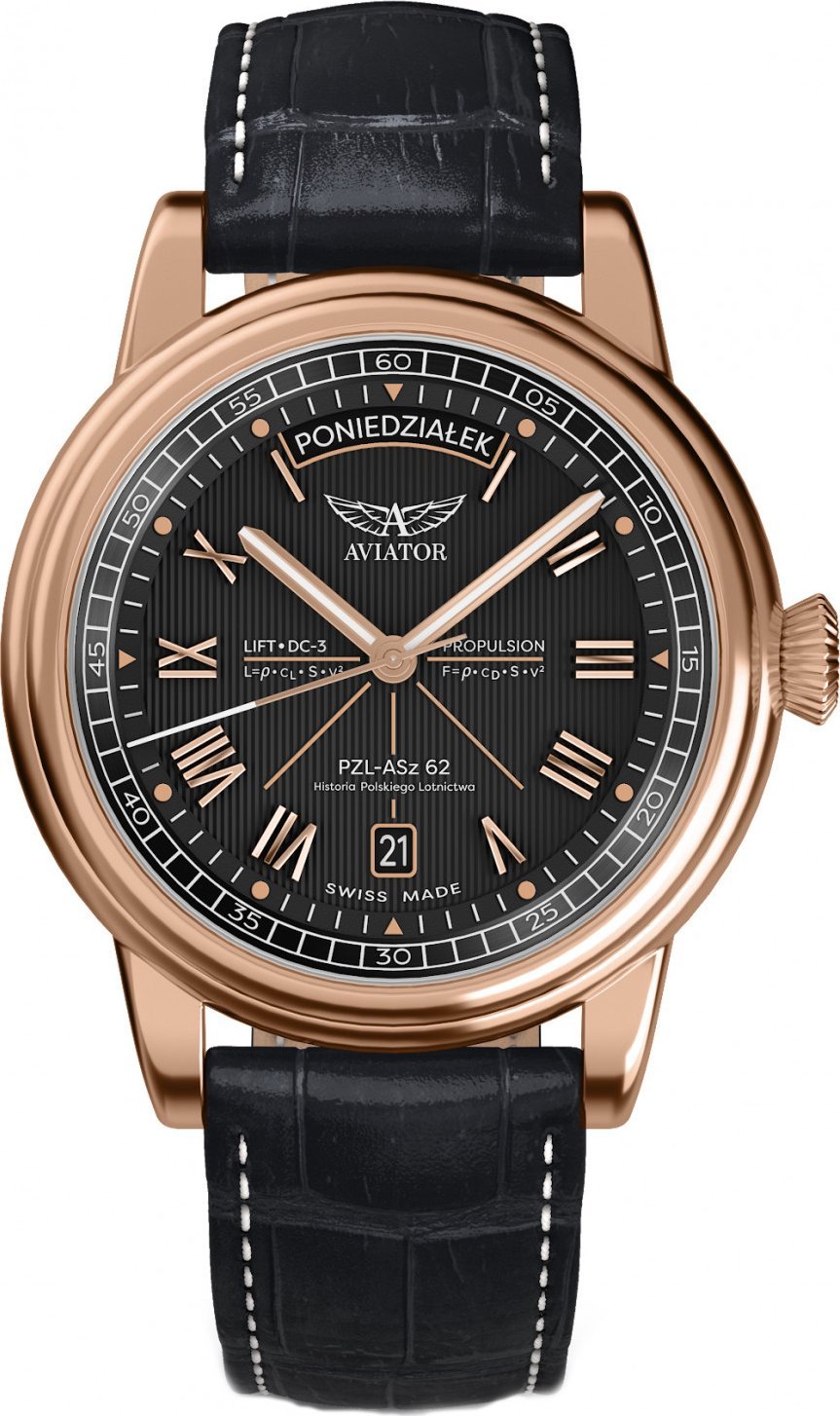 Zegarek Aviator Zegarek męski Aviator V.3.35.2.282.4 PL czarny