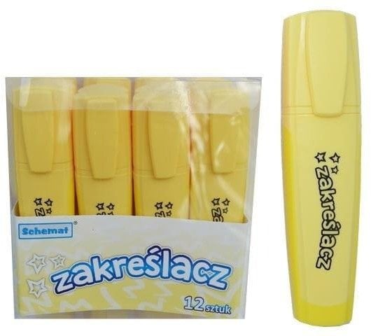Zakreślacz pastelowy żółty (12szt)