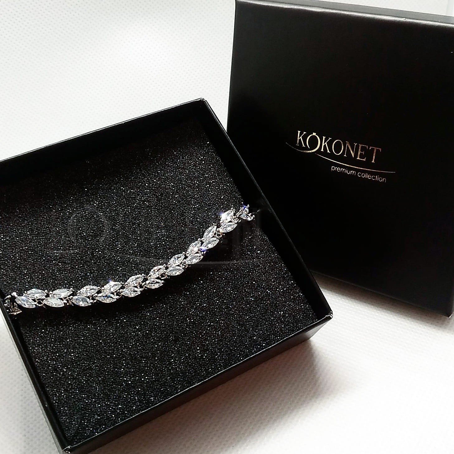 KOKONET BRANSOLETKA ślubna PREMIUM cubic AAA srebrna