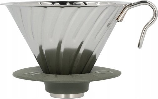Hario Hario - Metalowy Drip V60-02 Outdoor srebrny z silikonową podstawką