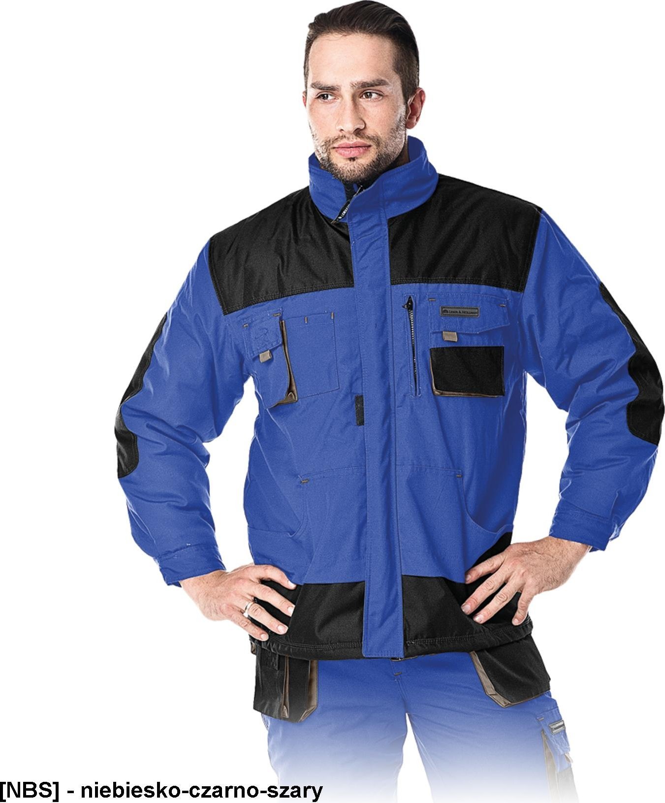 Kurtka męska R.E.I.S. LH-FMNW-J - Kurtka ochronna ocieplana FORMEN - niebiesko-czarno-szary 3XL