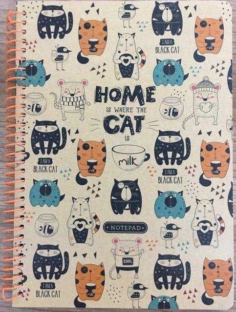 Teka Kołonotatnik A5/80K kratka kraft Zabawne kotki