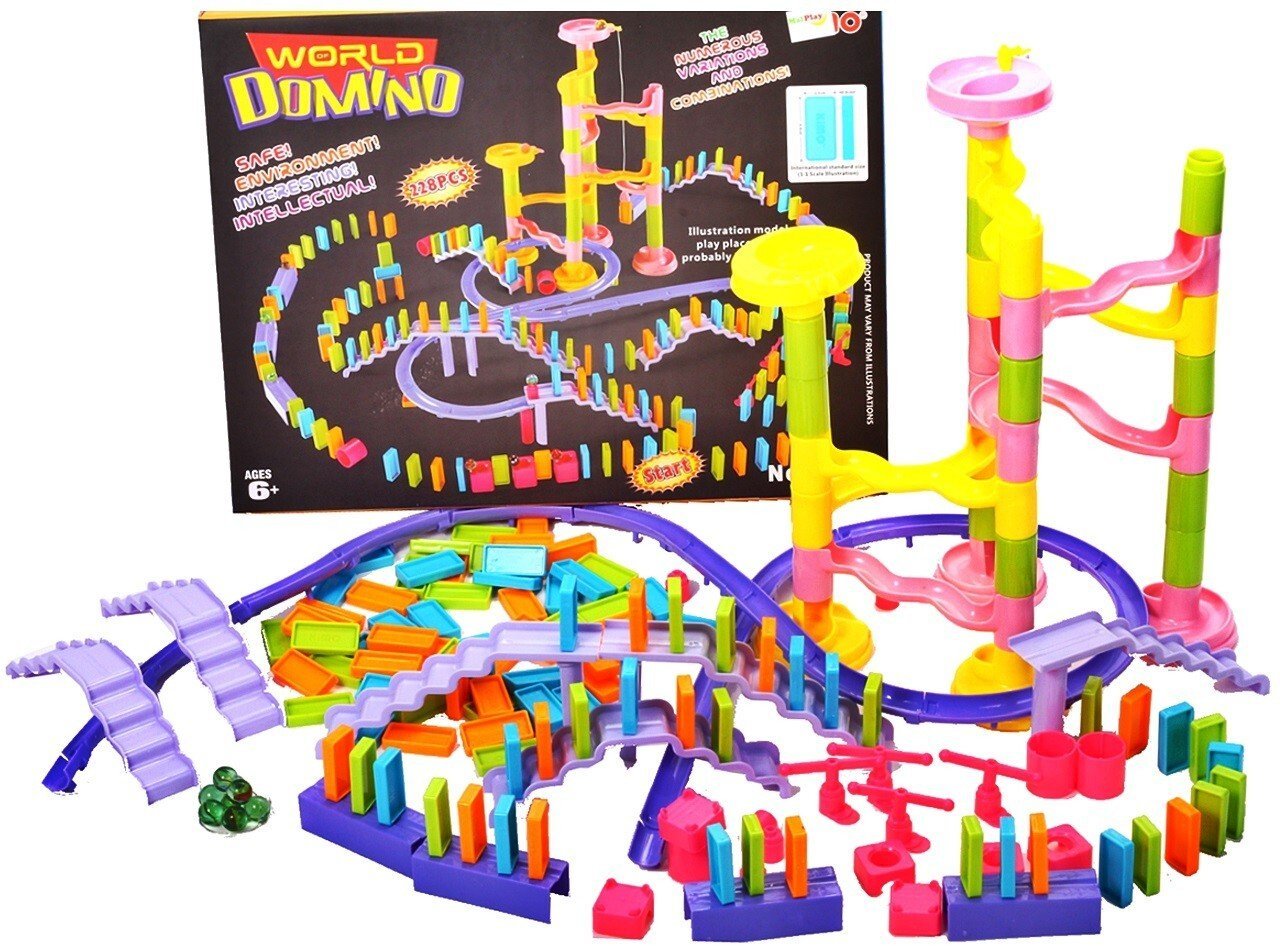 Domino - Tor przeszkód dla kulek KLOCKI 228 el.