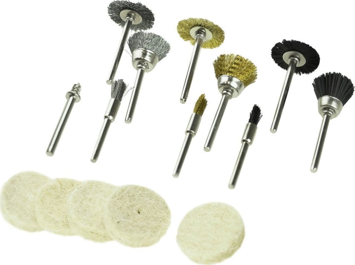 Dedra Szczotki druciane i filce polerskie, zestaw 15szt