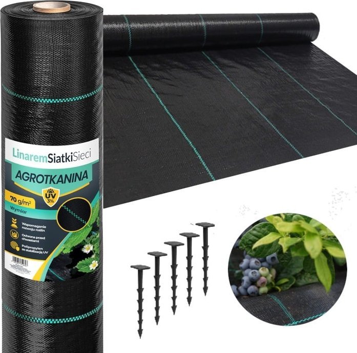 Linarem SiatkiSieci AGROTKANINA 70g 3,2x100m AGROWŁÓKNINA CZARNA MATA SCÓŁKUJĄCA NA CHWASTY UV3