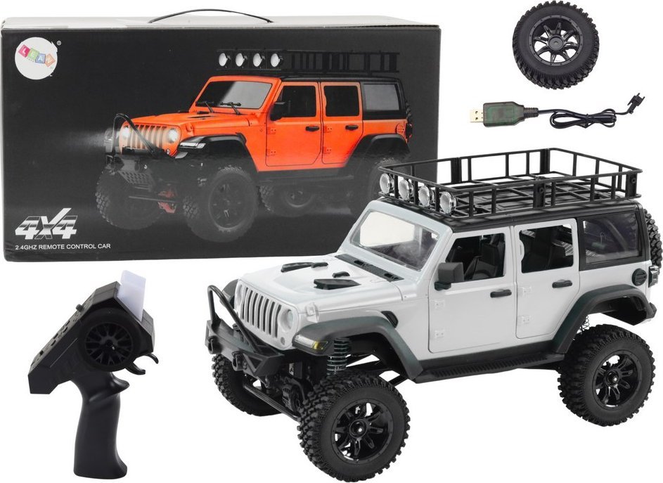 LeanToys Auto Terenowe Zdalnie Sterowane RC 2.4G Napęd 4x4 Siwy