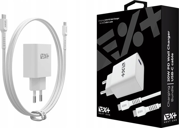 Ładowarka NEXT ONE NEXT ONE Ładowarka sieciowa 20W PD 1xUSB-C z kablem USB-C white