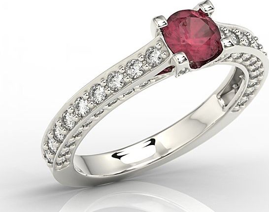 WĘC - Twój Jubiler Pierścionek z białego złota z rubinem i cyrkoniami LP-16B 17 / UE- 57